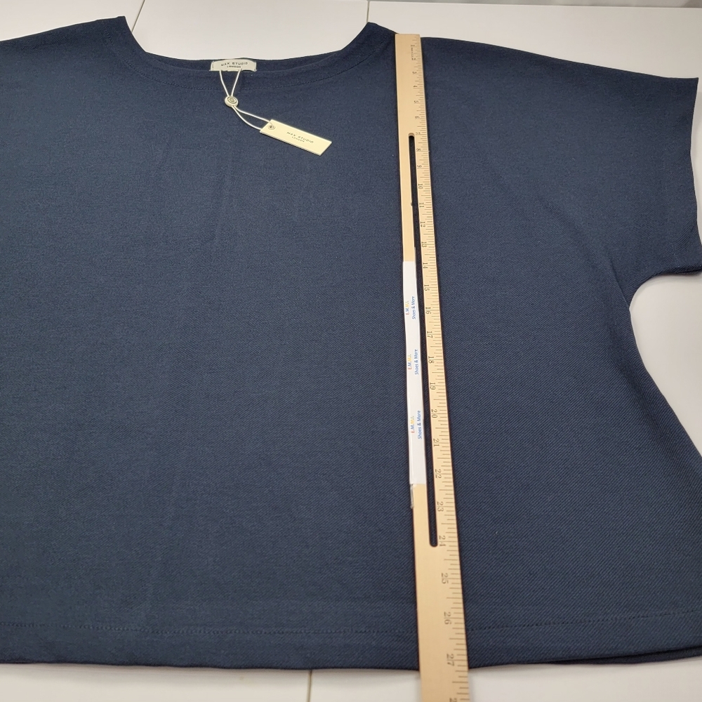 Max Studio Top Navy Blue with thread trim & Wide Leg Trousers Set 3X MSRP $198 - Picture 8 of 16